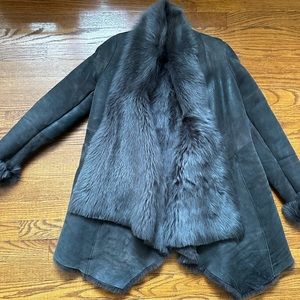 All saints coat size 6 suede/ shearling